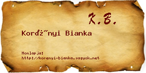 Korényi Bianka névjegykártya